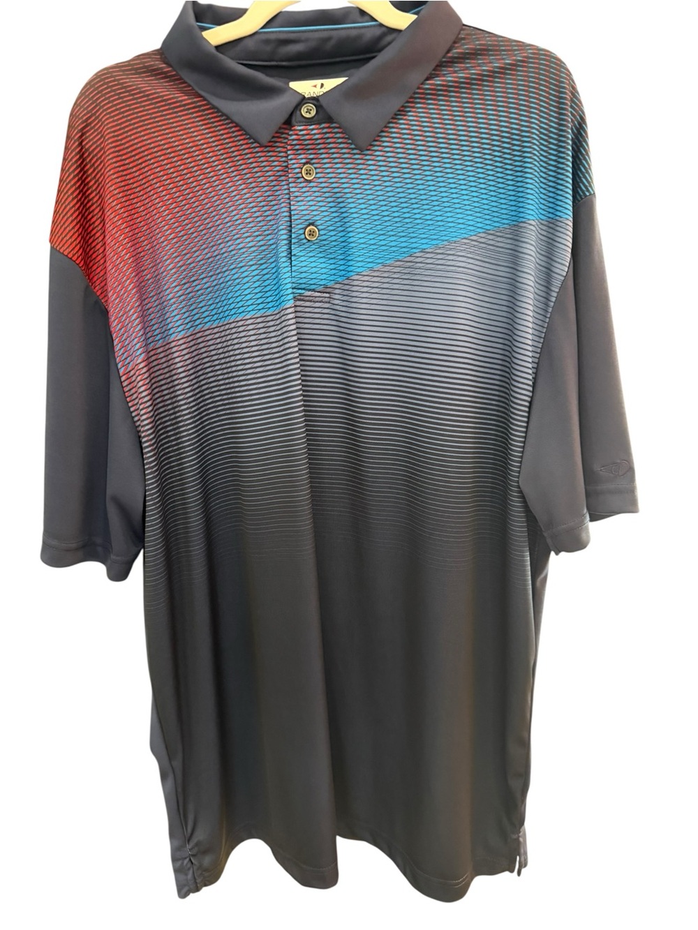 Grand Slam Performance Men’s Golf Polo Shirt XXL Blue Red Gray Moisture Wicking